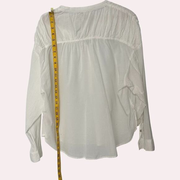 Anthropologie Pilcro White Pleated Shoulder Oversize Popover Blouse (L) - Picture 7 of 12
